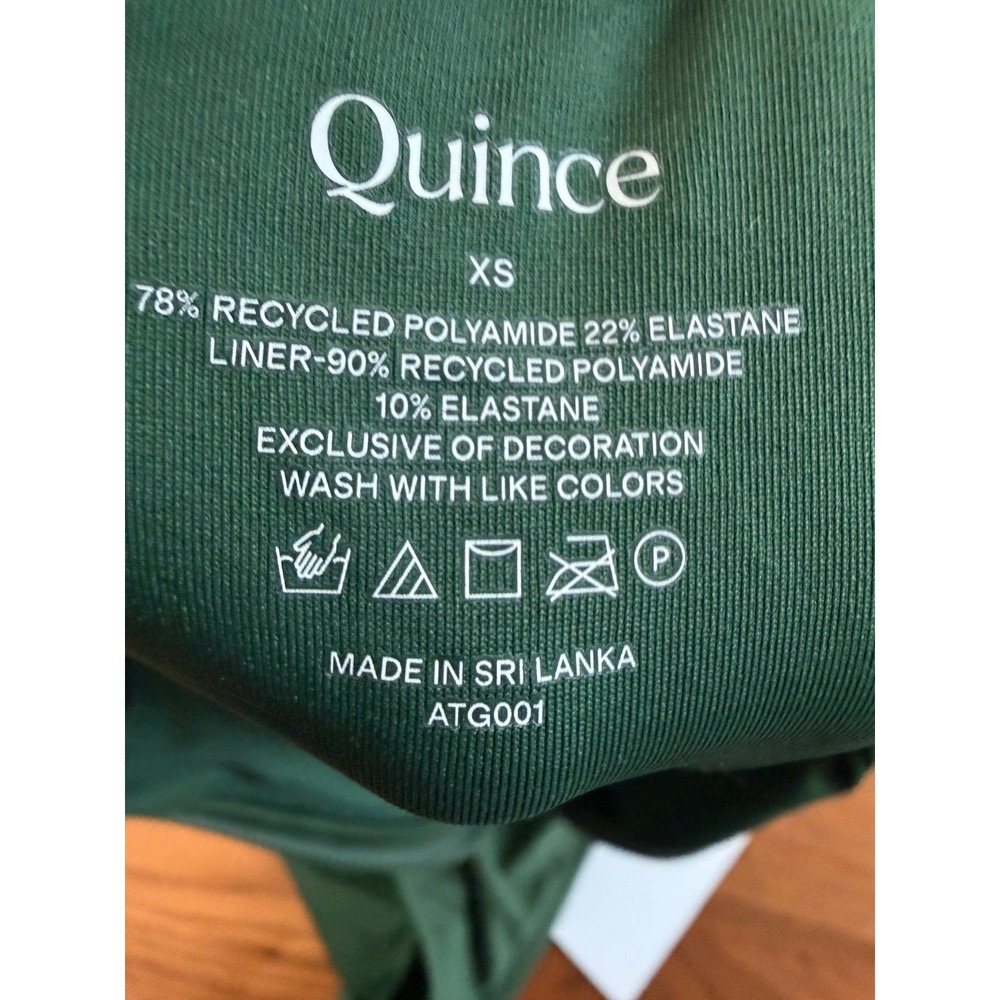 New Quince Italian Zip-Front One-Piece Swimsuit XS Green Athletic Modest - Picture 4 of 9